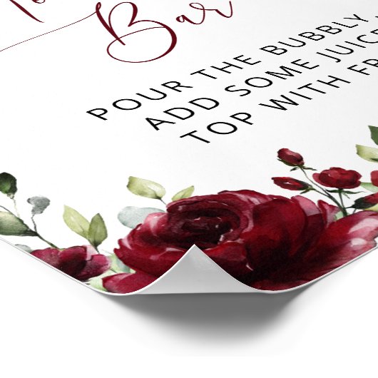 Burgundy Flowers, Red Flowers, Boho, Momosa Bar Poster (Hoek)