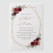 Burgundy Flowers, Red Flowers, Boho, weet 16 Vellum Uitnodigingen (Voorkant)