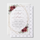 Burgundy Flowers, Red Flowers, Boho, weet 16 Vellum Uitnodigingen (Offset (Uitnodiging))