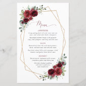 Burgundy Flowers, Red Flowers, Bridal Shower Menu (Voorkant)