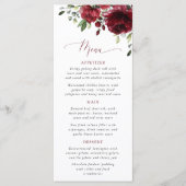 Burgundy Flowers, Red Flowers, Bridal Shower Menu (Voorkant)