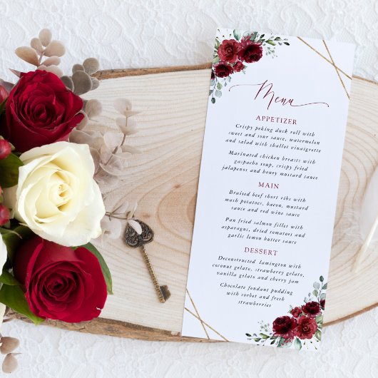 Burgundy Flowers, Red Flowers, Bridal Shower Menu