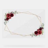 Burgundy Flowers, Red Flowers, Bridal Welcome Acryl Bord (Voorkant)