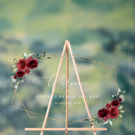 Burgundy Flowers, Red Flowers, Bridal Welcome Acryl Bord