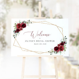 Burgundy Flowers, Red Flowers, Bridal Welcome Poster