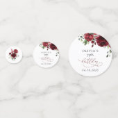 Burgundy Flowers, Red Flowers, Greenery, Birthday Confetti (Voorkanten)