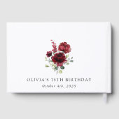 Burgundy Flowers, Red Flowers, Greenery, Birthday Gastenboek (Achterkant)