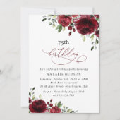 Burgundy Flowers, Red Flowers, Greenery, Birthday Kaart (Voorkant)