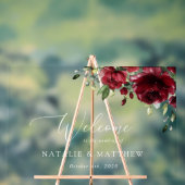 Burgundy Flowers, Red Flowers, Weddenschap Welkom Acryl Bord (Neutraal)