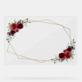 Burgundy Flowers, Red Flowers, Weddenschap Welkom Acryl Bord (Voorkant)