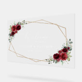 Burgundy Flowers, Red Flowers, Weddenschap Welkom Acryl Bord (Hoek)