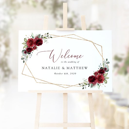 Burgundy Flowers, Red Flowers, Weddenschap Welkom Poster