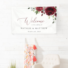 Burgundy Flowers, Red Flowers, Weddenschap Welkom Spandoek