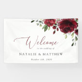 Burgundy Flowers, Red Flowers, Weddenschap Welkom Spandoek (Horizontaal)