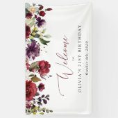 Burgundy Flowers, Roze Flowers, Birthday Welcome Spandoek (Verticaal)