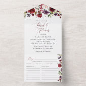 Burgundy Flowers, Roze Flowers, Boho Vrijgezellenf All In One Uitnodiging (Binnen)