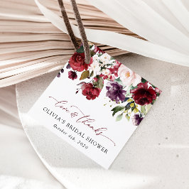 Burgundy Flowers, Roze Flowers, Boho Vrijgezellenf Bedankjes Labels