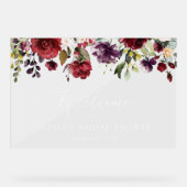 Burgundy Flowers, Roze Flowers, Bridal Welcome Acryl Bord (Voorkant)