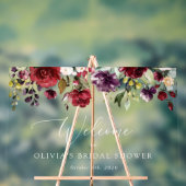 Burgundy Flowers, Roze Flowers, Bridal Welcome Acryl Bord (Neutraal)