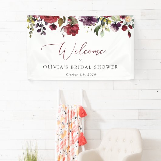 Burgundy Flowers, Roze Flowers, Bridal Welcome Spandoek (Insitu)
