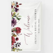 Burgundy Flowers, Roze Flowers, Bridal Welcome Spandoek (Verticaal)