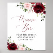 Burgundy Flowers, Roze Flowers, Mimosa Bar Poster (Voorkant)