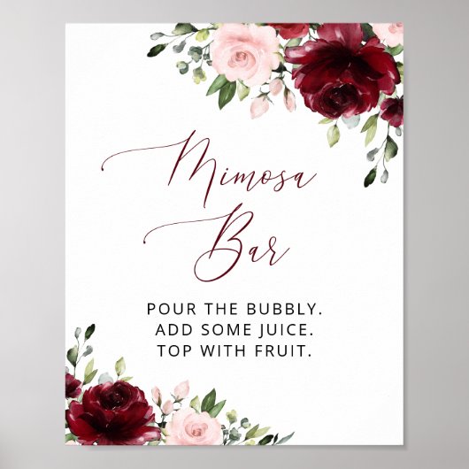 Burgundy Flowers, Roze Flowers, Mimosa Bar Poster (Voorkant)