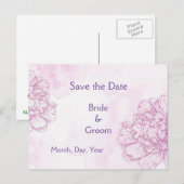 Burgundy Flowers  Save the Date Wedding Invites Aankondigingskaart (Voorkant / Achterkant)