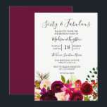 Burgundy Flowers Sixty & Fabulous 60th Birthday Kaart<br><div class="desc">Burgundy Flowers Sixty & Fabulous 60th Birthday Invite Matching collectie in Niche and Nest store.</div>