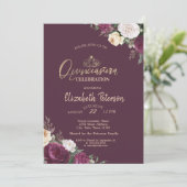 Burgundy Flowers Tiara Kaart (Staand voorkant)