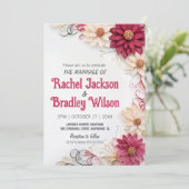 Burgundy Flowers Weddenschap Paper Quilling Simula Kaart (Staand voorkant)