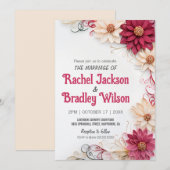 Burgundy Flowers Weddenschap Paper Quilling Simula Kaart (Voorkant / Achterkant)