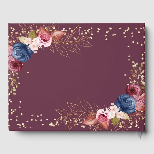 Burgundy Flowers Wine Tasting Waterverf Weddenscha Gastenboek (Achterkant)