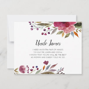 Burgundy Flowers word mijn godvaders voorstel Kaart