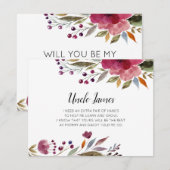 Burgundy Flowers word mijn godvaders voorstel Kaart (Voorkant / Achterkant)