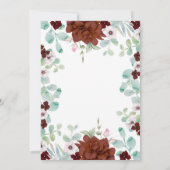 Burgundy Flowers Wreath - Elegant Monogram Weddens Kaart (Achterkant)