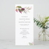 Burgundy Foliage Wedding Programme Programmakaart (Staand voorkant)