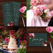 Burgundy Forest Green Blush Floral Waterverf All In One Uitnodiging