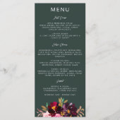 Burgundy Forest Green Blush Floral Waterverf Menu (Voorkant)