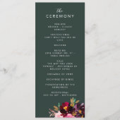 Burgundy Forest Green Blush Floral Waterverf Programmakaart (Voorkant)