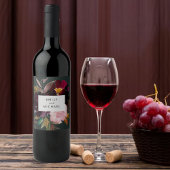 Burgundy Forest Green Blush Floral Waterverf Wijn Etiket