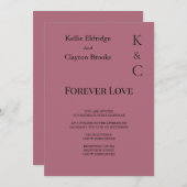 Burgundy Forever Love Trouw Uitnodiging (Voorkant / Achterkant)