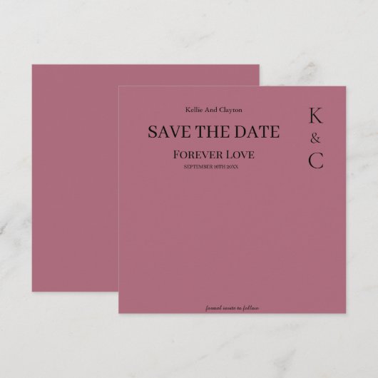 Burgundy Forever Love Trouwdag Save The Date (Voorkant / Achterkant)