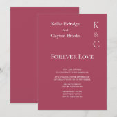Burgundy Forever Love Wedding Invitation Kaart (Voorkant / Achterkant)
