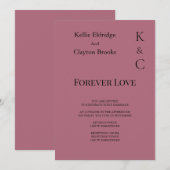 Burgundy Forever Love Wedding Invitation Kaart (Voorkant / Achterkant)