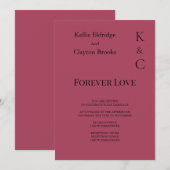 Burgundy Forever Love Wedding Invitation Kaart (Voorkant / Achterkant)