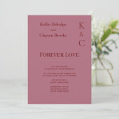 Burgundy Forever Love Wedding Invitation Kaart (Staand voorkant)