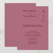 Burgundy Forever Love Wedding Invitation Kaart (Voorkant / Achterkant)
