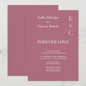 Burgundy Forever Love Wedding Invitation Kaart (Voorkant / Achterkant)