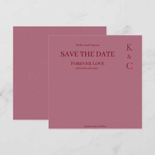 Burgundy Forever Love Wedding Save the Date (Voorkant / Achterkant)